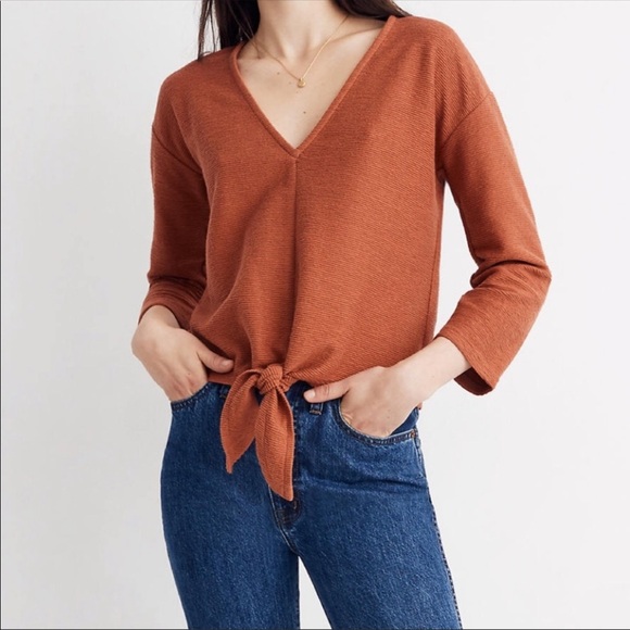 Madewell texture & Thread small rust tie front top - Picture 1 of 7
